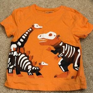 Old Navy Kids Orange Dinosaur Skeleton Tee